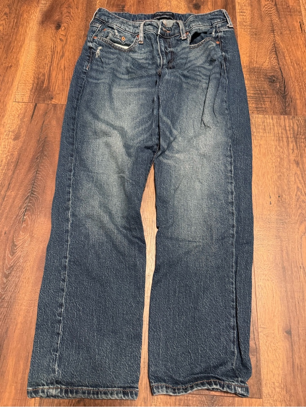 Aeropostale Women's Straight-Leg Jeans in Dark Blue Wash